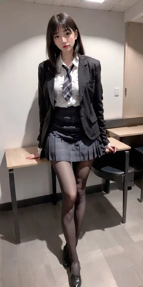 <lora:cute_girl_xl_v1:0.6>, <lora:pantyhose_xl_v1:0.6>,
(((high fade))), ((black_pantyhose:1.3)),
1girl, solo, skirt, necktie, plaid skirt, jacket, shirt, indoors, black footwear, long hair, standing, plaid, white shirt, shoes, school uniform, black jacket...