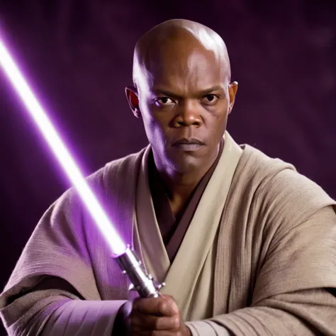 cinematic film still of  <lora:Mace Windu:1.2>
Mace Windu a man in a jedi costume holding a purple light saber in star wars universe, shallow depth of field, vignette, highly detailed, high budget, bokeh, cinemascope, moody, epic, gorgeous, film grain, gra...