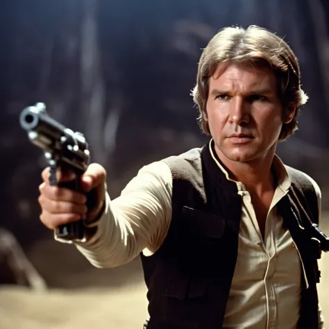 cinematic film still of  <lora:Han Solo:1.2>
Han Solo an old man with grey hair holding a gun in his hand in star wars universe, shallow depth of field, vignette, highly detailed, high budget, bokeh, cinemascope, moody, epic, gorgeous, film grain, grainy