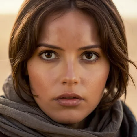 cinematic film still of  <lora:Jyn Erso:1.2>
Jyn Erso a closeup of a detailed hot perfect epic face beautiful woman with a scarf on looking at the camera in star wars universe, shallow depth of field, vignette, highly detailed, high budget, bokeh, cinemasc...