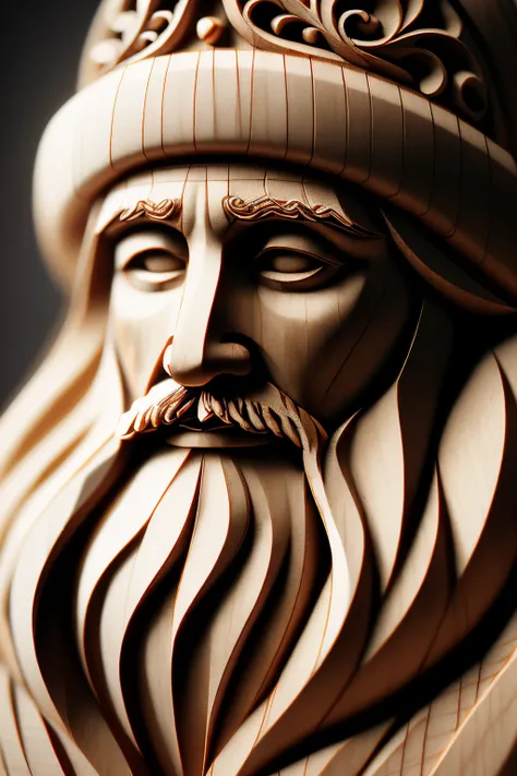 woodfigurez, intricately detailed wood carving of santa claus, black and white still, digital Art, perfect composition, beautiful detailed intricate insanely detailed octane render trending on artstation,, detailed surface carving (painted with varnish col...