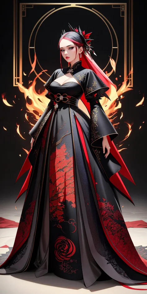 ((Masterpiece, best quality,edgQuality,full body,standing)),
(wearing Haute_Couture,edgHC_dress),
edgEF, a dress with a fire design on it ,wearing edgEF eastern clothing
<lora:edgEasternFantasyCouture:1>