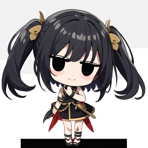 <lora:hotarueye_jitome4_v100:0.8>, 1girl, (chibi:1.4), smile, closed mouth, dynamic angle, standing, , black hair, <lora:concent...