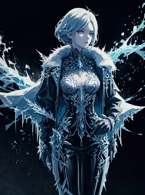 illustration, digital art, 1girl, posing, jacket made of ice and frost, IceFashion, complex coffee shop background, flat colors, painting, trends of artstation, (masterpiece:1.3) 
<lora:IceFashion:0.65>
<lora:pytorch_lora_weights:0.8>, , 8k uhd, dslr, soft...