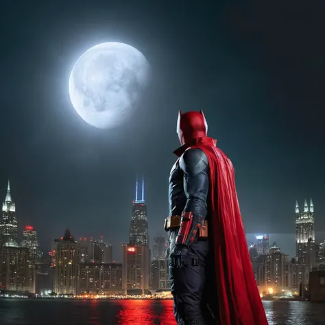 Hyperrealistic art of <lora:Red Hood:1.2>
Red Hood a man in a costume standing in front of a full moon in Gotham city universe, Extremely high-resolution details, photographic, realism pushed to extreme, fine texture, incredibly lifelike