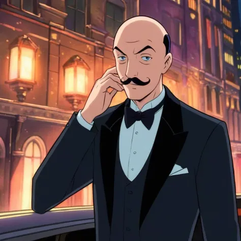 anime artwork of <lora:Alfred Pennyworth:1.2>
Alfred Pennyworth a cartoon bald man with a mustache in a tuxedo and bow tie In Gotham City, anime style, key visual, vibrant, studio anime, highly detailed