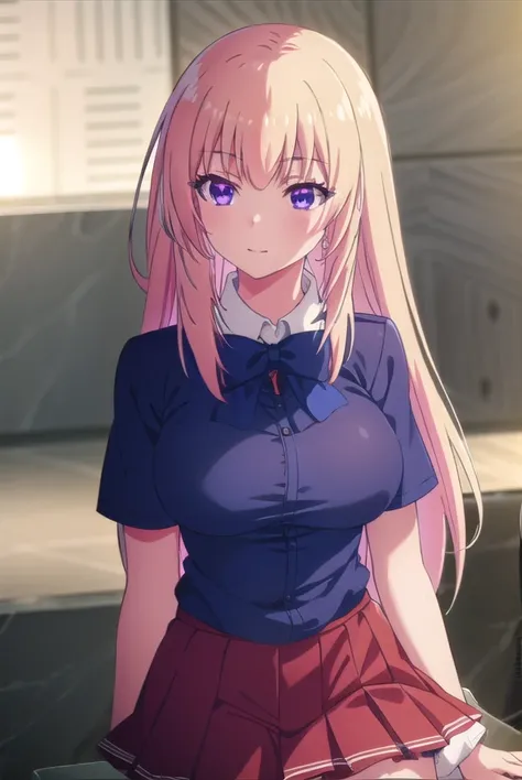 honamiichinose, <lora:honami ichinose s2-lora-nochekaiser:1>,
honami ichinose, long hair, blonde hair, (purple eyes:1.1), hair between eyes, smile,
BREAK skirt, bow, school uniform, pleated skirt, bowtie, blue bow, red skirt, collared shirt, white shirt, s...