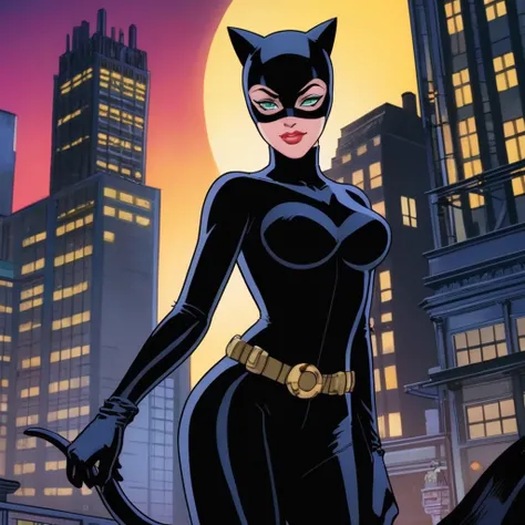 anime artwork of <lora:Catwoman:1.2>
Catwoman a naked woman in a cat suit and gloves In Gotham City Universe, anime style, key visual, vibrant, studio anime, highly detailed