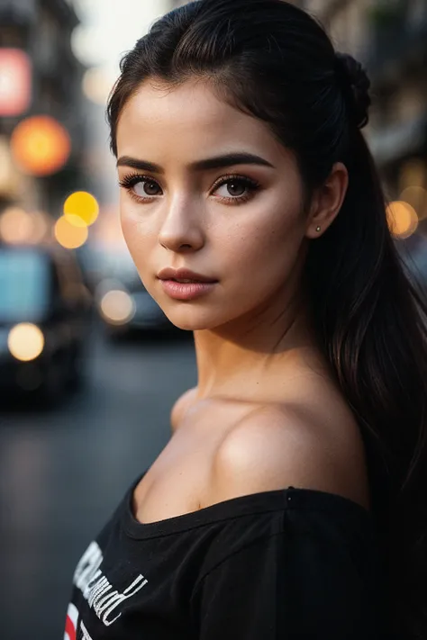 photo of (dem1rmawby:0.99), closeup portrait, perfect hair, hair upsweep updo, posing, (modern photo, graphic tee), (polaroid frame), 24mm, ((tintype)), (analog, film, film grain:1.3), ((on a Paris street, night, gritty)), ((detailed eyes)), (seductive pos...