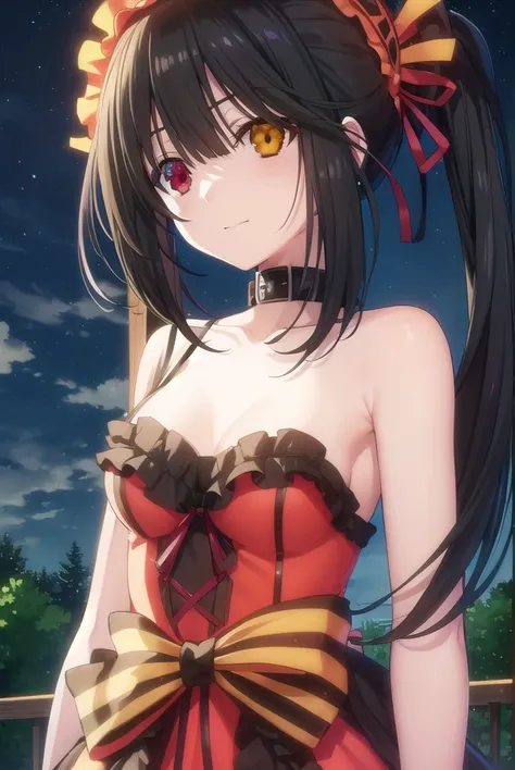 kurumitokisaki, <lora:kurumi tokisaki s2-lora-nochekaiser:1>,
kurumi tokisaki astral dress, (tokisaki kurumi:1.2), long hair, black hair, (red eyes:1.3), (twintails:1.5), (yellow eyes:1.3), hairband, (heterochromia:1.5), dress, (red dress:1.5), bare should...