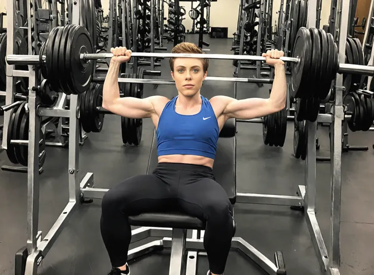 sophialillis doing bench presses <lora:Sophia_Lillis_SDXL-000016:1>