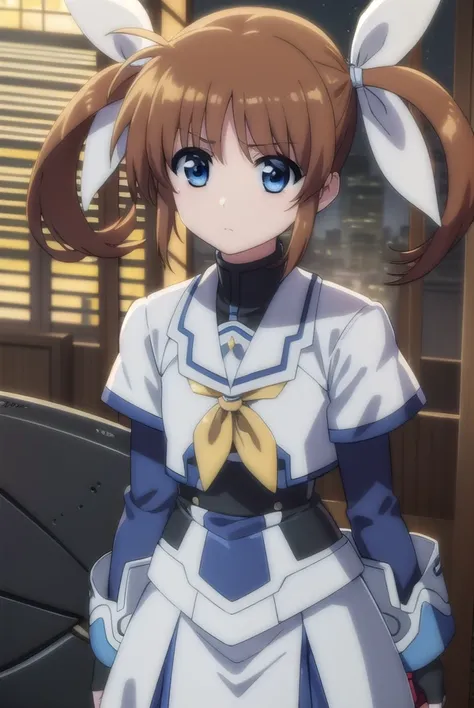 nanohatakamachi, <lora:nanoha takamachi movie2-lora-nochekaiser:1>,
nanoha takamachi, takamachi nanoha, brown hair, twintails, blue eyes,
BREAK gloves, long sleeves, wings, fingerless gloves, magical girl, winged footwear,
BREAK outdoors, city, night, star...