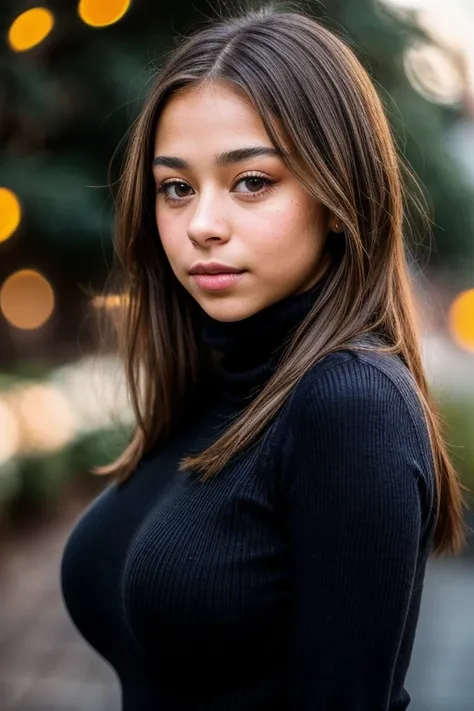 s0phierain-120, (close up portrait:1.3), black turtleneck sweater, eyeliner, nose ring, <lora:add_detail:1> golden hour lighting, (bokeh:1.2)