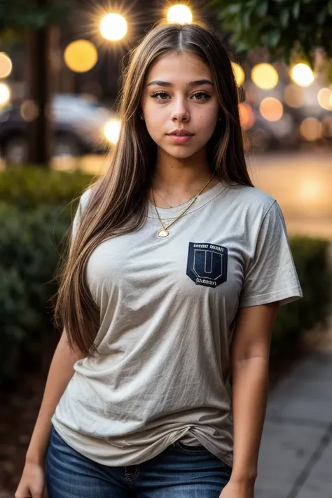 s0phierain-120, baggy t-shirt, (eyeliner:1.2), nose ring, <lora:add_detail:1> golden hour lighting, (bokeh:1.2)