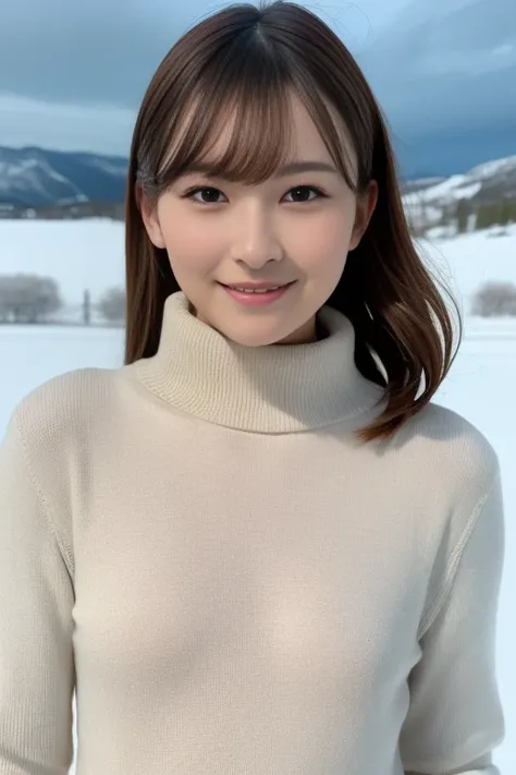 1girl,(wearing a turtleneck sweater),(winter jacket),(flat chest:1.5)(RAW photo, best quality), (realistic, photo-realistic:1.4), masterpiece, an extremely delicate and beautiful, extremely detailed, 2k wallpaper, Amazing, finely detail, extremely detailed...