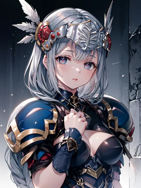 (extremely detailed CG, best quality:1.1), 1girl, perfect face, bright pupils, (finely detailed beautiful eyes:1.1), shiny skin, narrow waist, long hair, blue armor, valkyrie, helmet, armored dress, braid, feather, winged helmet, shoulder armor, <lora:Lenn...