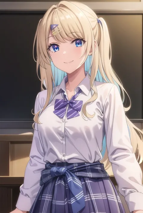 lunashirakawa, <lora:luna shirakawa s1-lora-nochekaiser:0.8>,
luna shirakawa, long hair, blue eyes, blonde hair, hair ornament, bow, multicolored hair, hairclip, smile,
BREAK skirt, shirt, thighhighs, bow, school uniform, white shirt, pleated skirt, shoes,...