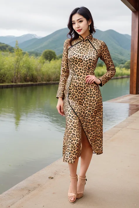1 mature woman, detailed, beautiful, cute, full body shot, scenic view, professional photo
<lora:Leopard Print Ao Dai By Stable Yogi:0.8> leopard print ao dai
