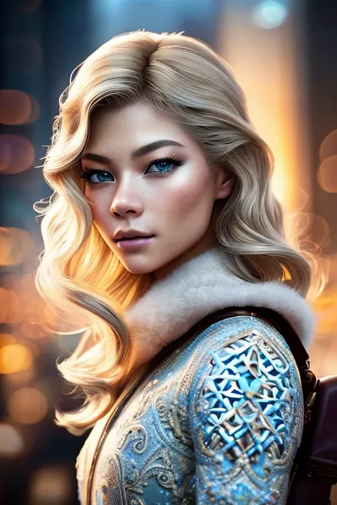 A radiant photography with a remarkably intricate vivid setting portraying a Graceful young lady looking like Olgal3, captured by craig mcdean