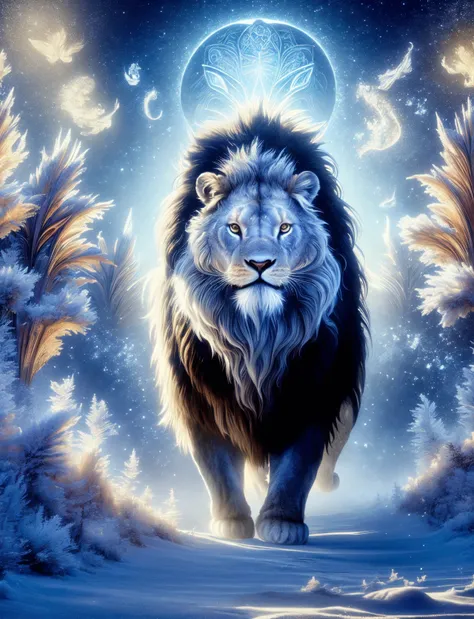 digital art, semi realistic hyper detailed masterpiece, dynamic, awesome quality,DonMSn0wM4g1c, rabbit-bear, mythical majestic creature, lion body, female human head, regal imposing posture, lions body, enigmatic wise expression, guardian of mysteries an...