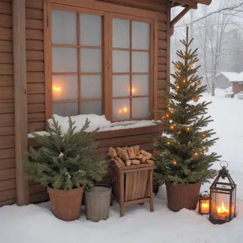 <lora:SDXL_Christmas_Sa_May:1> Christmas,  aa small christmas tree is lit up in the snow