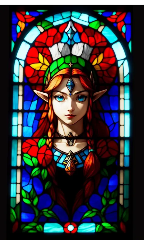 stgl2023, uhd, best quality, masterpiece, trending on arstation, flat colors, stained glass window, link, the legend of zelda, hyrule warriors,