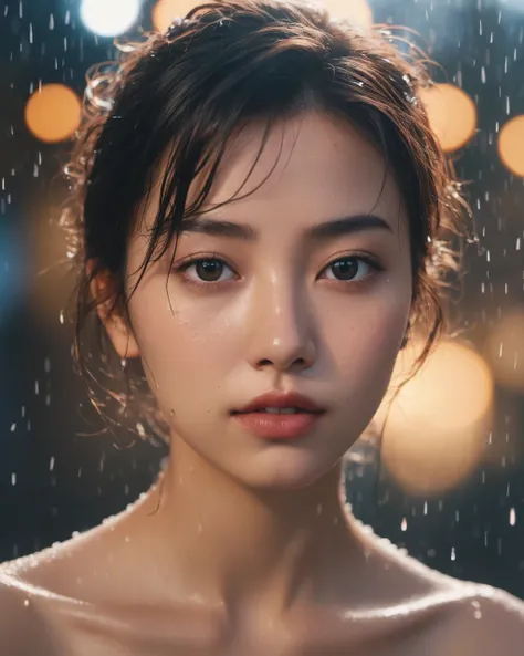 8k, masterpiece, best quality, style chinese, surreal dramatic lighting shadow, (lofi, analog), kodak film by Brandon Woelfel Ryan McGinley,
background is wet tshirt (water drops:1.2), splash detailed,
1girl, perfect face, perfect eye, looking at viewer, (...