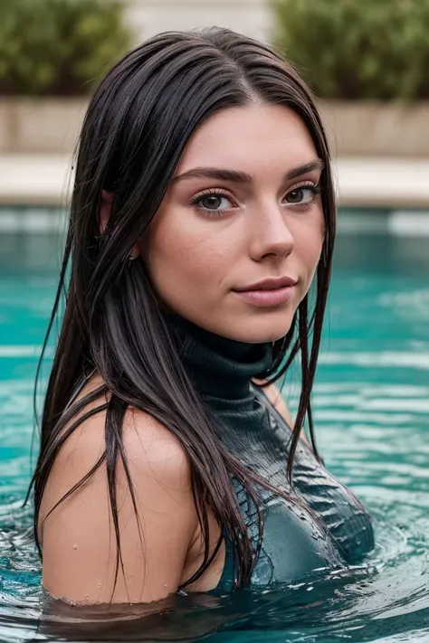 portrait of S262_RyderMcCrann,a beautiful woman,swimming in a (winter-pool:1.1),wearing a (turtleneck:1.1),(wet-hair),(4k, RAW photo, best quality, depth of field, ultra high res:1.1),(absurdres, intricate, photorealistic, masterpiece, ultra-detailed:1.2),