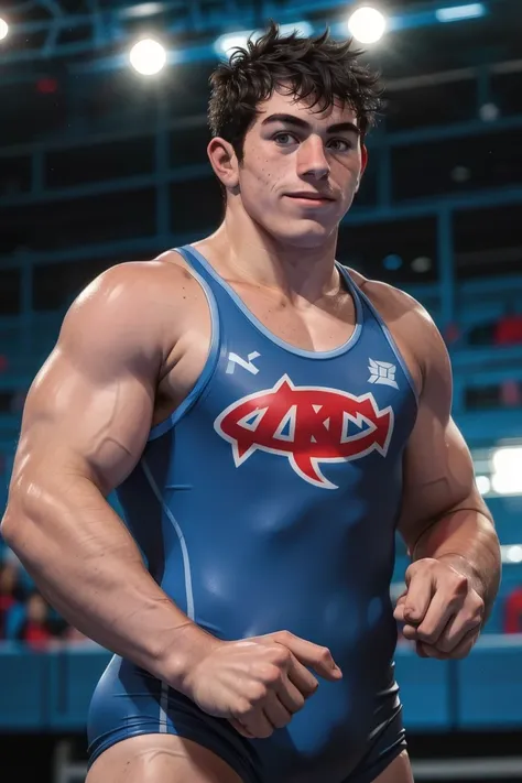 (masterpiece,  best quality:1.2),  man,  freckles,  solo,  1boy,  smirk,  (depth of field:1.1),  ,  photo of man,  wrestling singlet,  ((medium shot)),  arena,  masterpiece,  perfect face,  perfect picture,  detailed eyes,  sharp focus,<lora:EMS-212786-EMS...