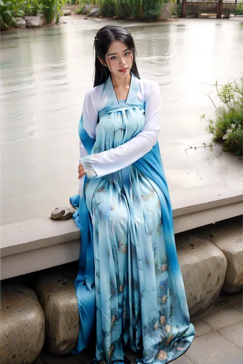 【Realistic】淡蓝汉服齐胸襦裙 China Dress / Hanfu