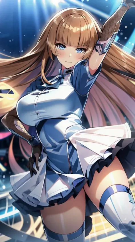 1woman, Kokawa_Asuka, blunt_bangs, (blue idol dress:1.2), <lora:Kokawa_Asuka-Re6432-0.4pw:0.8><lora:idol_dress-1.0:1>
(large breasts, glamor:1.1),
(masterpiece, high quality, best quality, 4k, 8K, 16K, highres, absurdres:1.2)