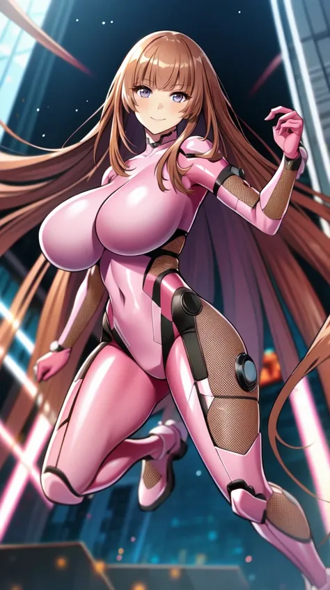 1woman, Kokawa_Asuka, brown_hair, blunt_bangs, pink_bodysuit, <lora:Kokawa_Asuka-Re6432-0.4pw:0.7>
night city, skyscrapers, cyberpunk,
light smile, (huge breasts, glamor:1.1),
(masterpiece, high quality, best quality, 4k, 8K, 16K, highres, absurdres:1.2)