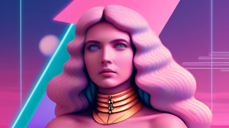 A nostalgic fusion of Renaissance art with Vaporwaves retro-futuristic aesthetic creating a surreal blend of past and future.,Vincent Neon