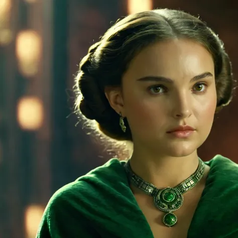 cinematic film still of  <lora:Padme Amidala:1.2>
Padme Amidala a woman in a green robe and a necklace In Star Wars Universe, shallow depth of field, vignette, highly detailed, high budget, bokeh, cinemascope, moody, epic, gorgeous, film grain, grainy