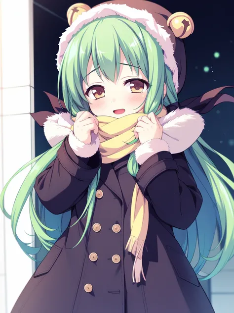 <lora:TachibanaYuzu:0.8>TachibanaYuzu, green hair, long hair, hair bell, hair ornament, ribbon,1boy, otoko no ko, soro,
fur hat, scarf, coat, shoes, happy, standing, looking at viewer, cowboy Shot,
masterpiece, high quality, very_high_resolution, large_fil...