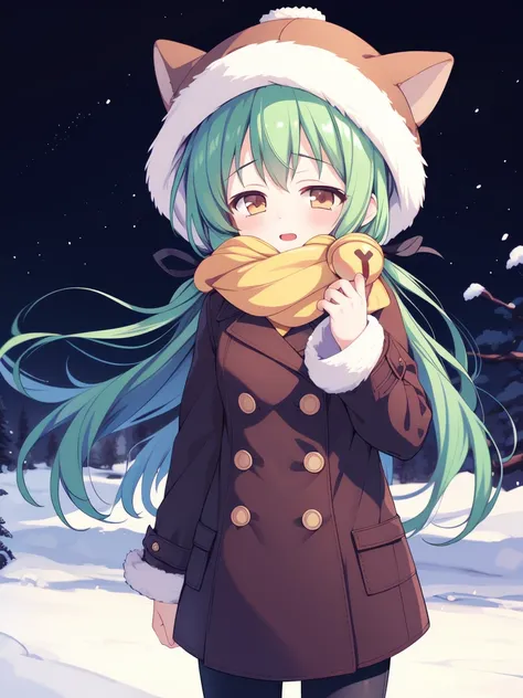 <lora:TachibanaYuzu:0.8>TachibanaYuzu, green hair, long hair, hair bell, hair ornament, ribbon,1boy, otoko no ko, soro,
fur hat, scarf, coat, shoes, happy, standing, looking at viewer, cowboy Shot,
masterpiece, high quality, very_high_resolution, large_fil...