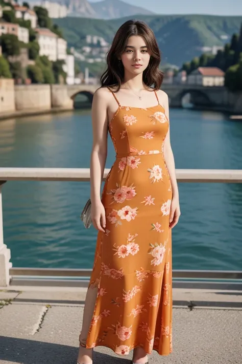 1woman, cute, beautiful, realistic, scenic view from europe, full body shot
<lora:floral_print_long_dress_by_stable_yogi:1> oran...