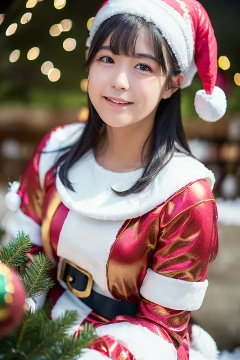 1girl,(wearing santa girl costume:2.0),,(RAW photo, best quality), (realistic, photo-realistic:1.4), masterpiece, an extremely delicate and beautiful, extremely detailed, 2k wallpaper, Amazing, finely detail, extremely detailed CG unity 8k wallpaper, ultra...