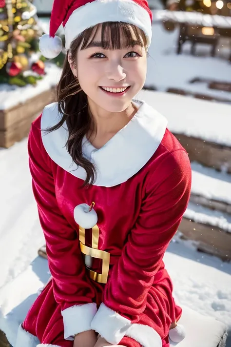 1girl,(wearing a santa girl costume:2.0),(mini skirt:1.6),(RAW photo, best quality), (realistic, photo-realistic:1.4), masterpiece, an extremely delicate and beautiful, extremely detailed, 2k wallpaper, Amazing, finely detail, extremely detailed CG unity 8...