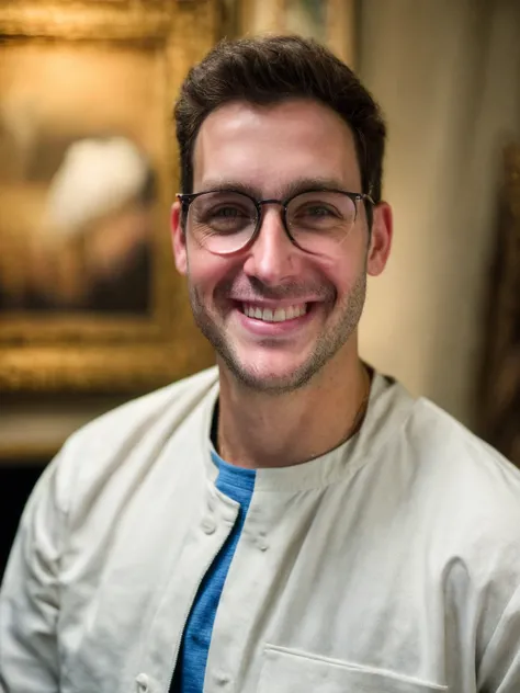 handsome guy, realistic, <lora:DoctorMike:0.8>, DoctorMike, raw, 8k, man, masterpiece, best quality, highres, (close-up) studio photo, broad shoulders, <lora:add_detail:0.7>, (best quality:1.5), casual clothes, upper body, eyeglasses, look at viewer, blurr...