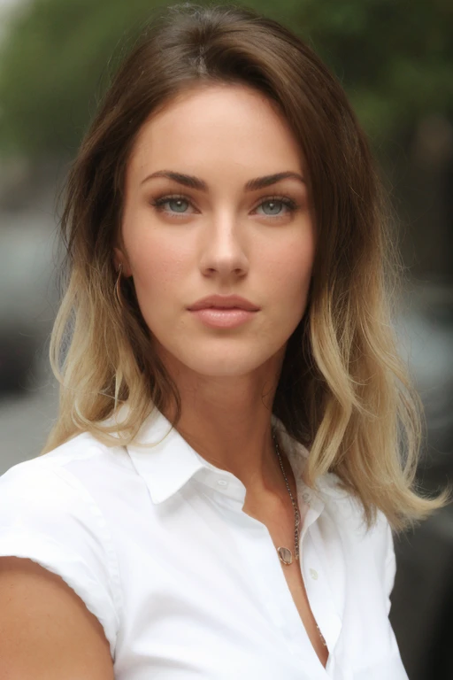 m3g4nf0x, face , blonde hair, white shirt, jeans <lora:m3g4nf0x:0.8>