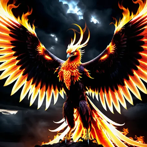phoenix,terrifying glowing eyes,fierce wings,<lora:phoenix:0.68>,