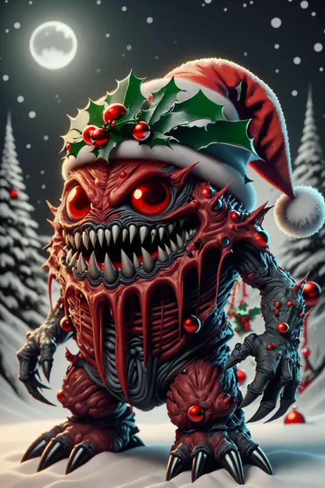 ral-chrcrts, a cartoon monster with a santa hat and red eyes <lora:ral-chrcrts-sd15:1>