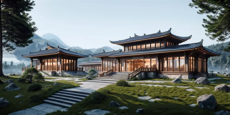 Ancient architecture, temples, wooden buildings, shrines, sufficient details, best quality, masterpiece, high-resolution, 8k, high-definition, ultra realistic, photo realistic, highly detailed <lora:aki-000025:0.5> <lora:XSarchitectural_32ModernChinesestyl...