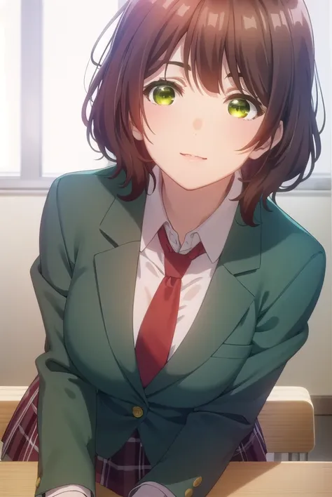 aoihinami, <lora:aoi hinami s1-lora-nochekaiser:1>,
aoi hinami, short hair, bangs, brown hair, (green eyes:1.5), smile,
BREAK skirt, shirt, long sleeves, school uniform, jacket, white shirt, pleated skirt, necktie, collared shirt, plaid, plaid skirt, blaze...