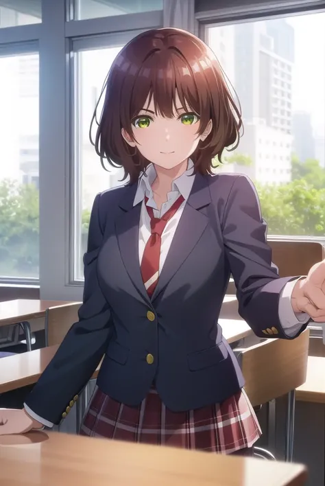 aoihinami, <lora:aoi hinami s1-lora-nochekaiser:1>,
aoi hinami, short hair, bangs, brown hair, (green eyes:1.5), smile,
BREAK skirt, shirt, long sleeves, school uniform, jacket, white shirt, pleated skirt, necktie, collared shirt, plaid, plaid skirt, blaze...
