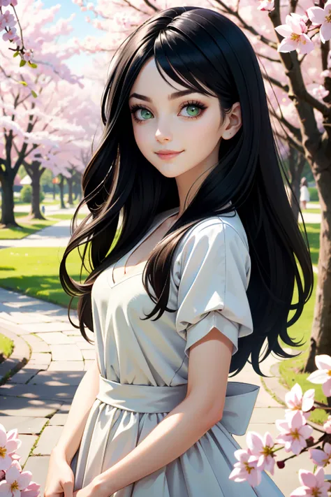 ((ultra detailed, masterpiece, best quality))
<lora:AliceMadness:0.8>
AliceMadness, 1girl, solo, long hair, black hair, green eyes, Amongst blooming cherry blossoms in a park, soft natural light, a flowing spring dress, a gentle smile capturing the essence...
