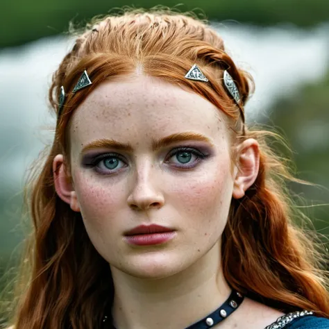 Portrait portrait of a viking princess, skin texture visible, highest quality,Nikon P1000, 135mm, f 2.8, looking directly at the camera, <lora:sasink_xl_1_standard_merged_30_35_72_05_02_04:1>