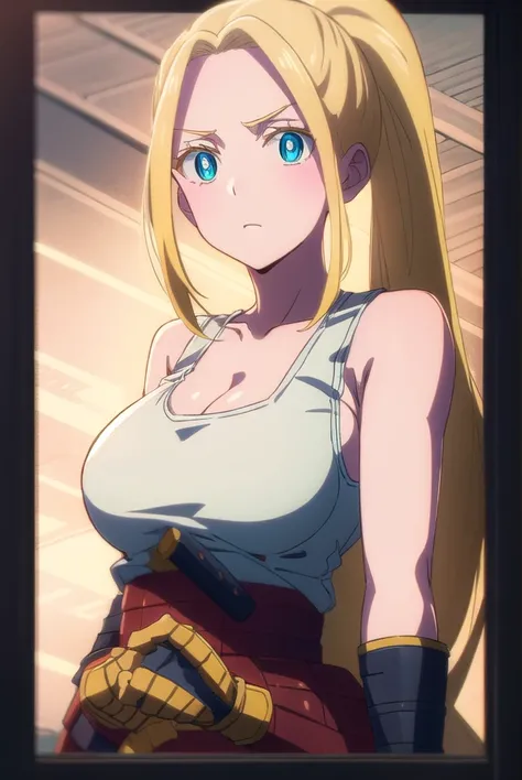 beatrixamerhauser, <lora:beatrix amerhauser s1-lora-nochekaiser:1>,
beatrix amerhauser, long hair, blue eyes, blonde hair, gloves, ponytail, (medium breast:1.2),
BREAK gloves, fingerless gloves, armor, japanese armor, tank top, white tank top,
BREAK outdoo...
