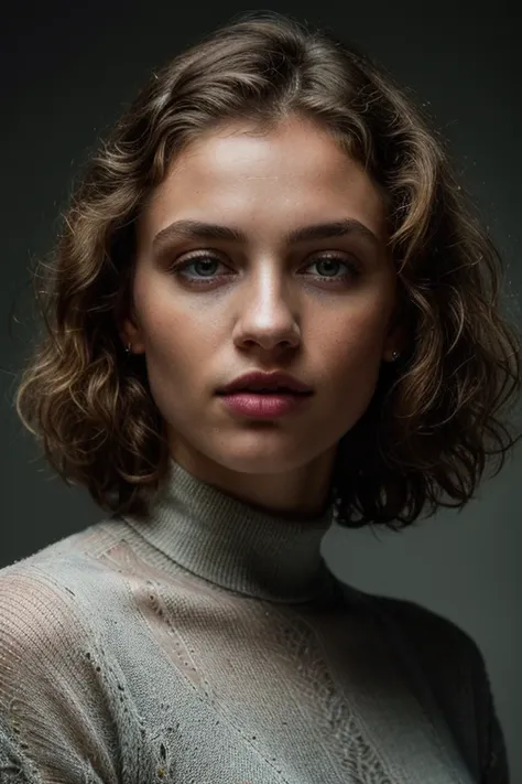 PA7_Photo_v3,  PA7_Human-Likeness, photomodel, short hair, curly hair, green eyes, black turtleneck sweater, {white|blue|red|grey|yellow} background
PA7_Portrait-MS